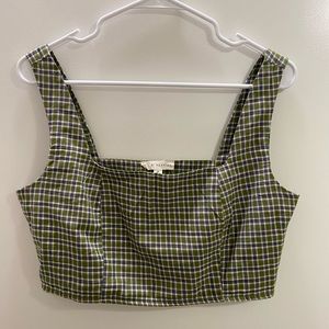 green plaid bustier top